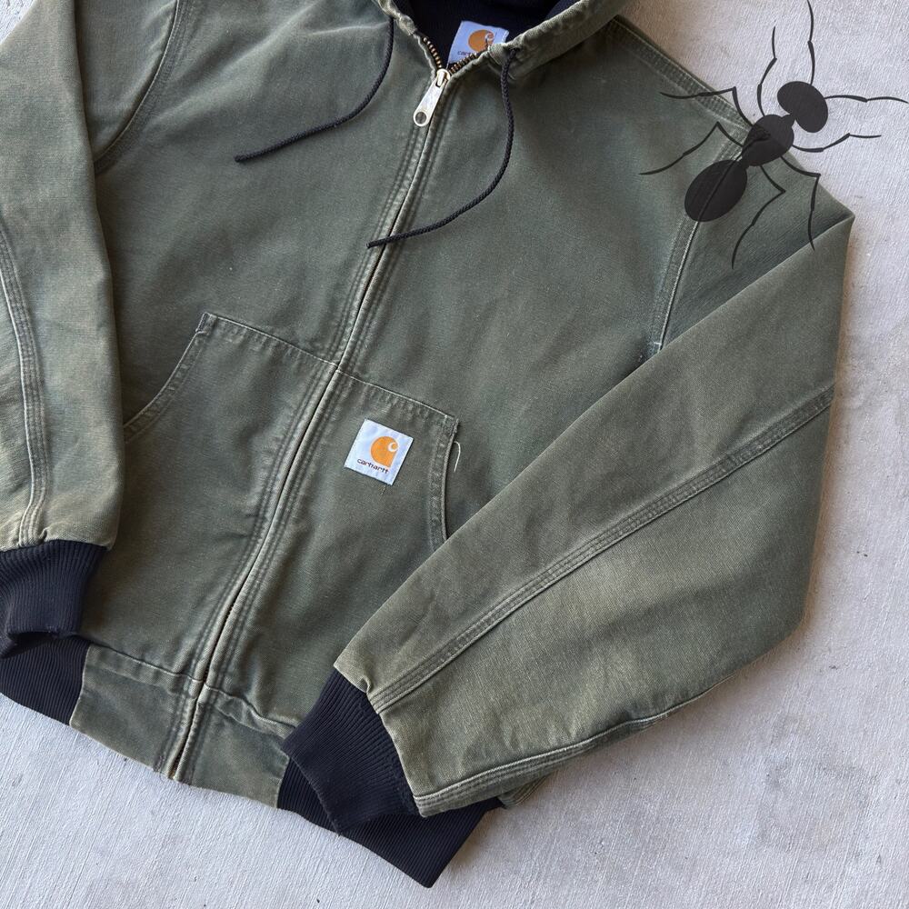 Vintage Carhartt green hooded active work wear jacket - Picture 4 of 8